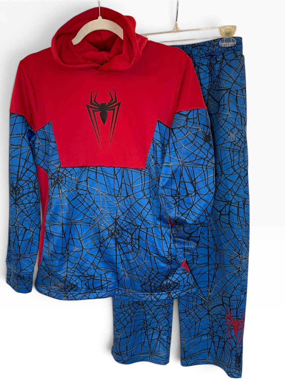 Spyder Marvel SpiderMan Hoodie Boys XL 18 & Fleece Pants L 14 16 Sweat Set